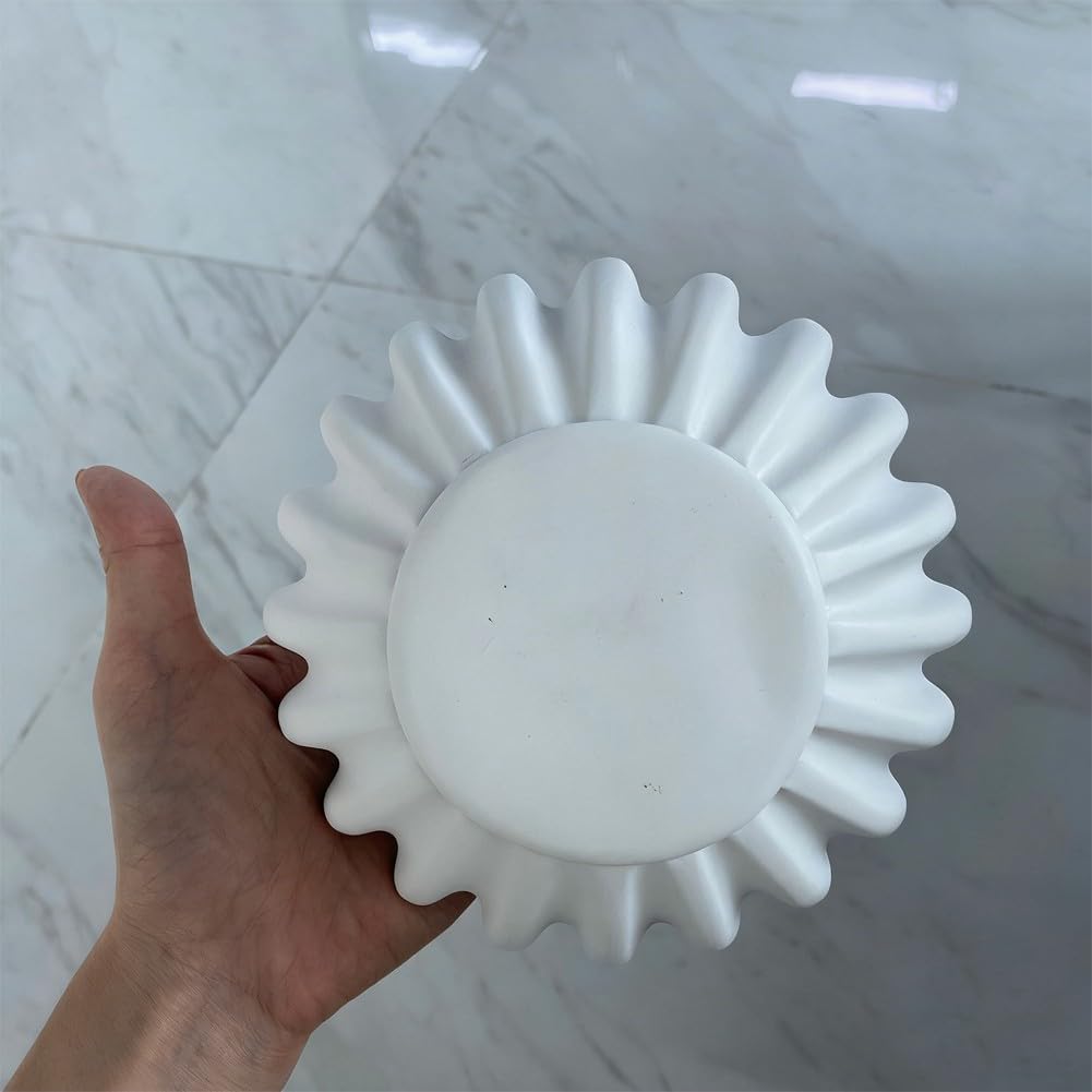 Cuenco decorativo de resina con diseño de volantes festoneados, elegante pieza central para mesa de café, comedor, sala de estar, decoración del hogar, adorno ligero (B)