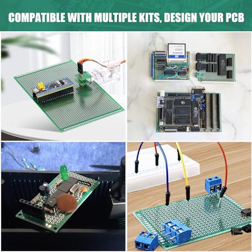 QLOUNI 147-Piece PCB Circuit Board Prototype Kit - Double-Sided Perf Boards in 6 Sizes (Large, Medium, Small), Compatible with Arduino, Includes 40-Pin 2.54mm Male and Female Headers