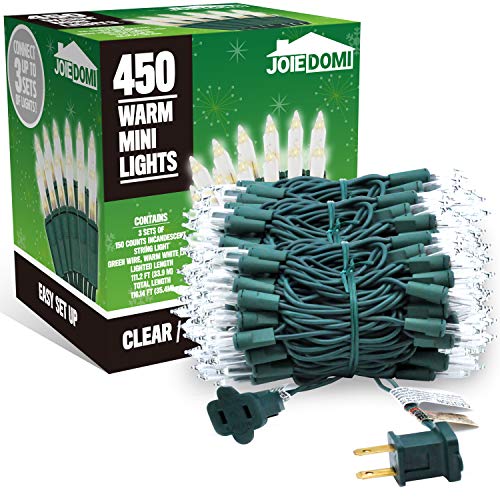 3 Sets 150 Counts Clear Green Wire Christmas Light, Warm White Lights for Indoor or Outdoor