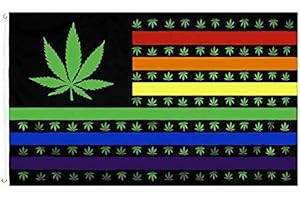 Rainbow Marijuana Pot Leaf USA 3x5FT Flag Banner Weed Hippie Blunt Cannabis Dope