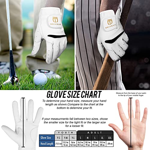 Mriamah Leather Football Gloves-Receiving Gloves For Football Youth, Enhanced Performance, And High Grip White Football Gloves With Superior Support And Protection For All Ages. (White, Medium) #TOP6