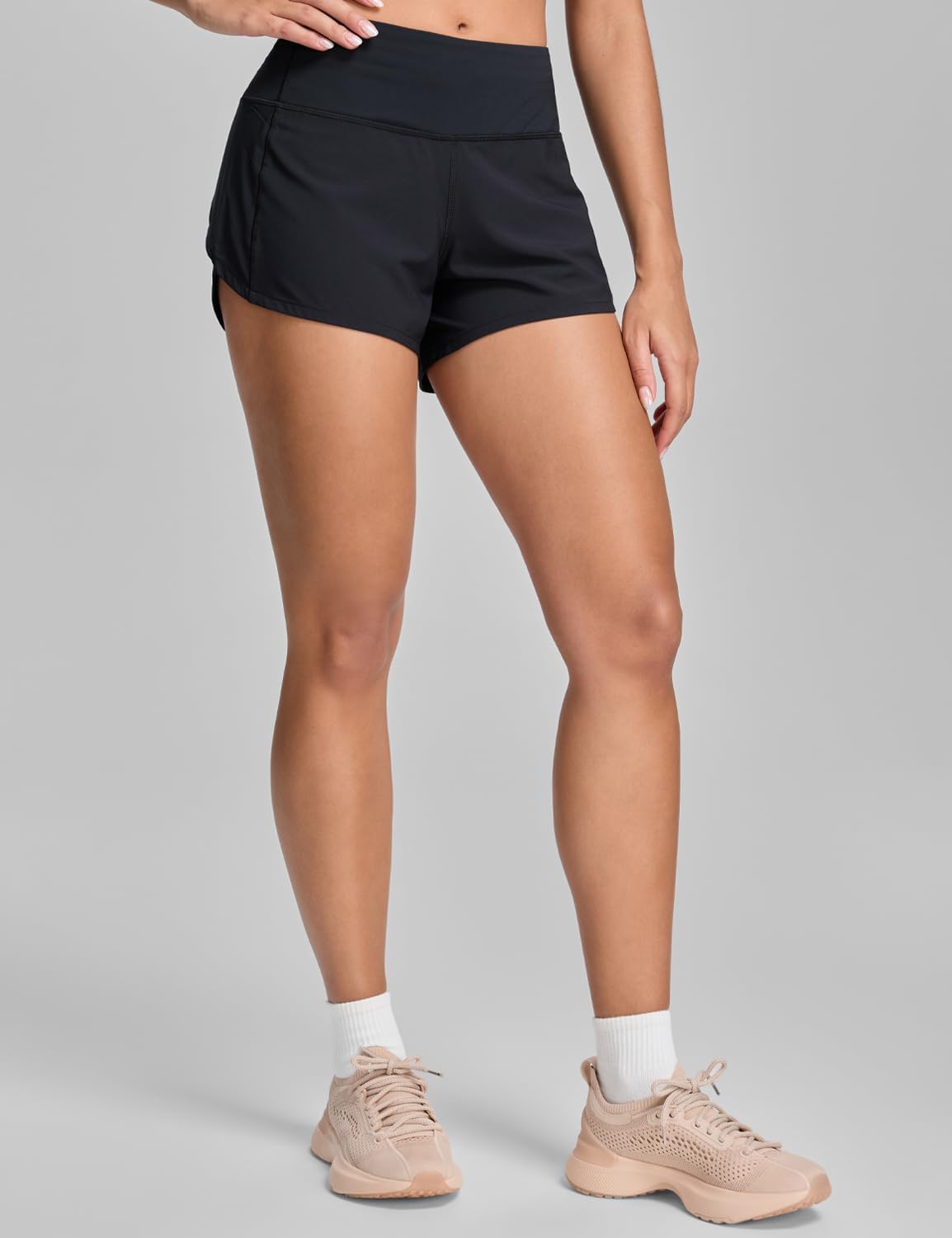 HeyNuts Focus Athletic Shorts for Women, High Waisted Workout Gym Running Shorts with Liner 4"