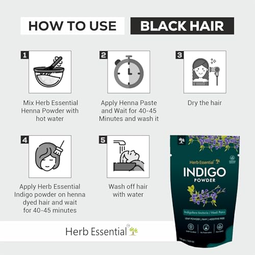 Image of Herb Essential Indigo Leaves Powder - 100g | 100% Natural Indigofera Tinctoria Powder | For Hair Care, Natural Hair Dye, Scalp Health & Darkening Hair Color