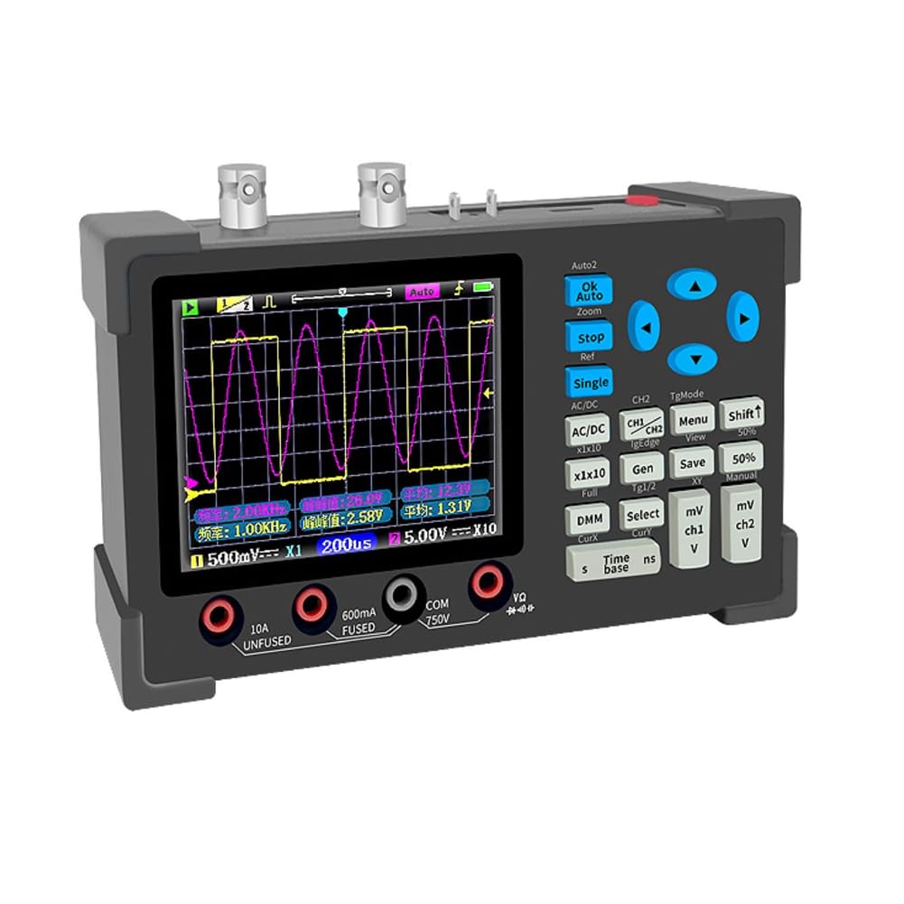 tiyao DSO3D12 3.2 Inch Desktop Digital Oscilloscope 120M Bandwidth Dual Channel Multimeter and Signal Generator 120M Easy to Use Black Gray
