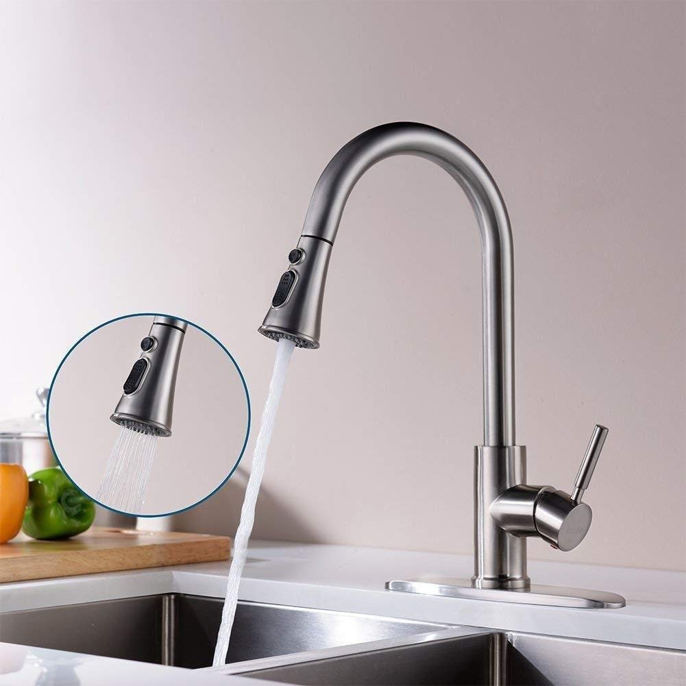 Grifo Cocina Extraible, Giratorio de 360 Grados Grifos Cocina Extensible Manija única Grifos para Fregadero con Control de Agua Fría y Caliente para Ahorro de Agua