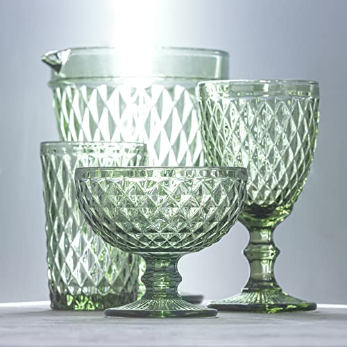 Lyor 6465, Conjunto de 6 Taças para Água de Vidro Bico de Abacaxi 325 ml, Verde