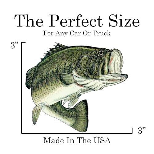 Image of Small Fishing Bass Fish Sticker Decal Fishing Bumper Sticker Fish Auto Decal Car Truck Boat RV Real Life Pole Tackle Box Fisherman (3 Inch)