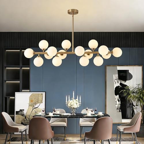 7PMBEANE Mid Century Modern Chandelier Over Table, 16-Light Globe Sputnik