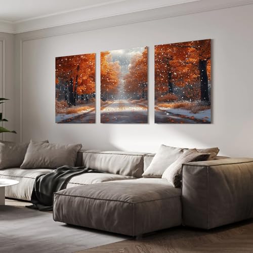 Impression sur toile de qualité supérieure triptyque art wall nature orange moderne - 2