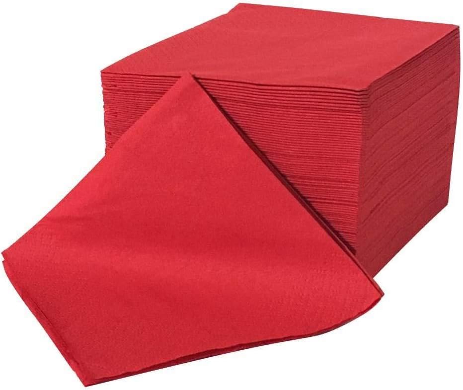 Lot de 200 Serviettes en Papier Taille 40 X 40 Jetables Rouge - Haute Qualité,...