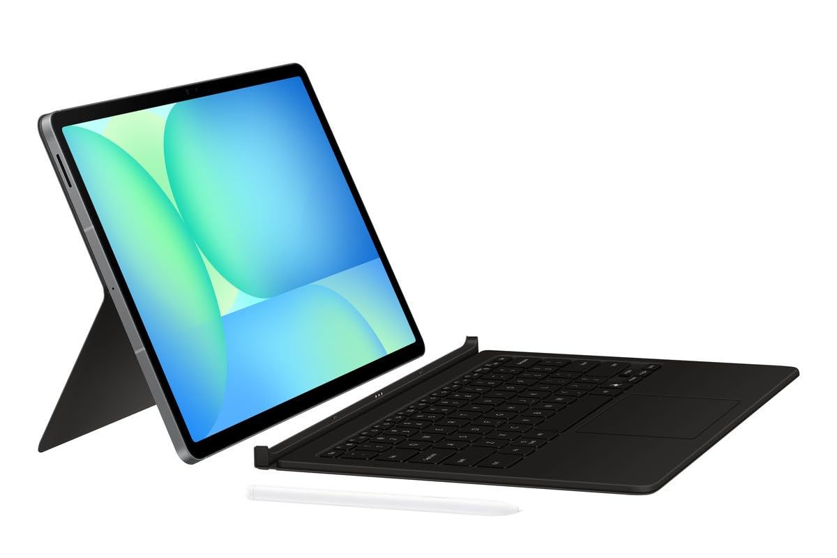 Samsung Book Cover Keyboard EF-DX625 do Galaxy Tab S10 FE+ z klawiaturą QWERTZ i przyciskiem AI, dwuczęściowe etui na tablet, smukły design, kieszeń na długopis, czarna