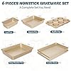 Baking Pans Set, Nonstick Stackable Bakeware Sets, Oven Pans for Cooking, AIVIKI 6 Pieces Baking Sheets Set Including Cookie Sheet, Deep Roaster Pan, Square Pan, Loaf Pan, Muffin Pan, Carbon Steel #1