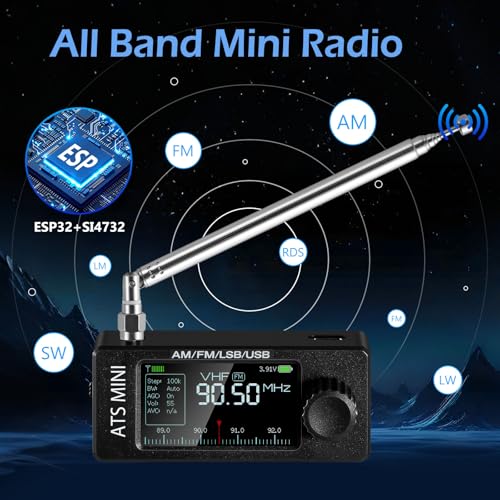 Radio Mini Pocket Si4732 ATS AM/FM con Batería 800mAh miniatura 4