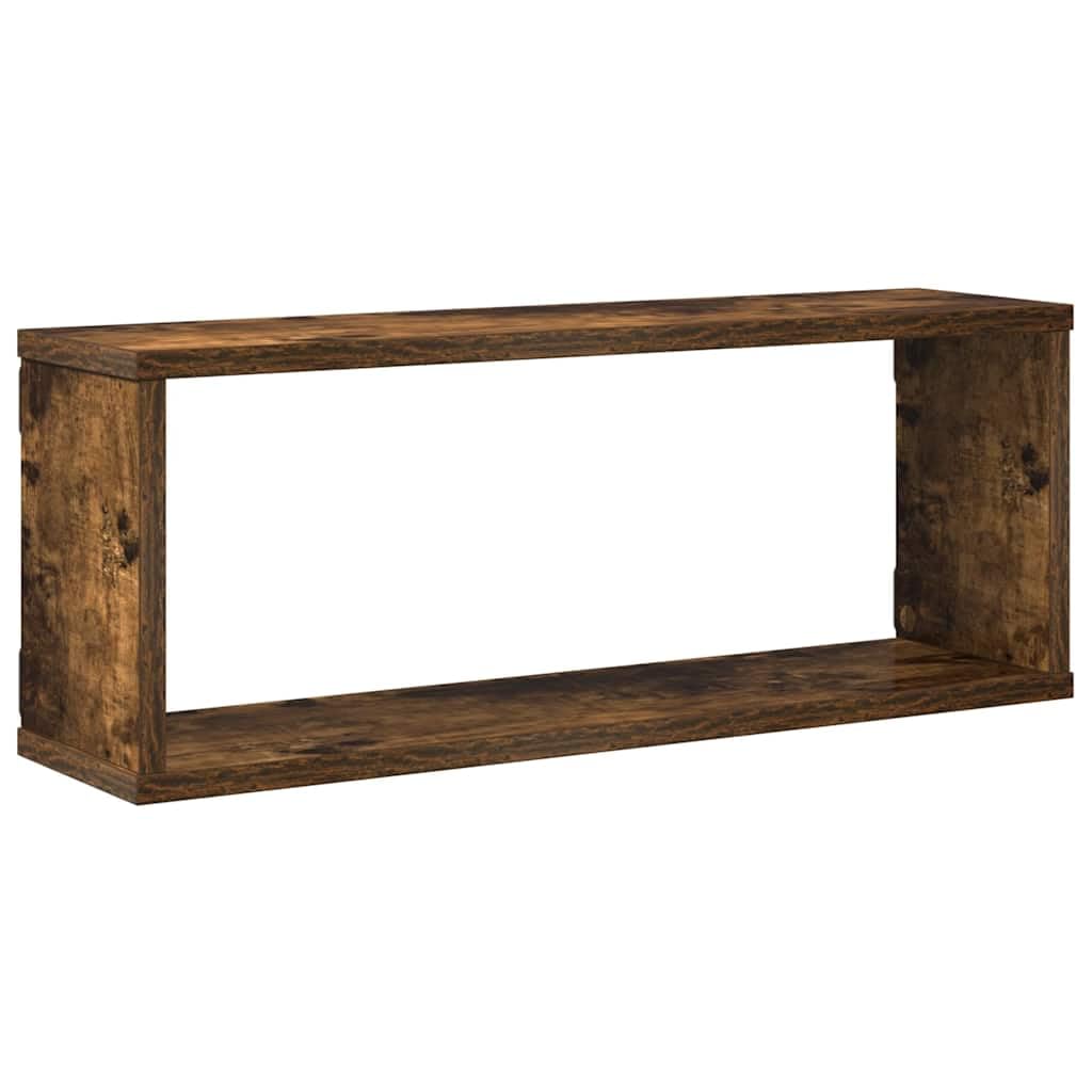 Würfelregale 4 STK. Räuchereiche 60x15x23 cm aus Holzwerkstoff, Wandregale mit viel Stauraum für Bücher und Dekoration, einfache Reinigung mit feuchtem Tuch
