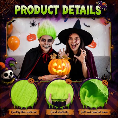 Image of Geyoga 1 Pcs Funny Wig Crazy Hair for Halloween Party,Fluorescent Green