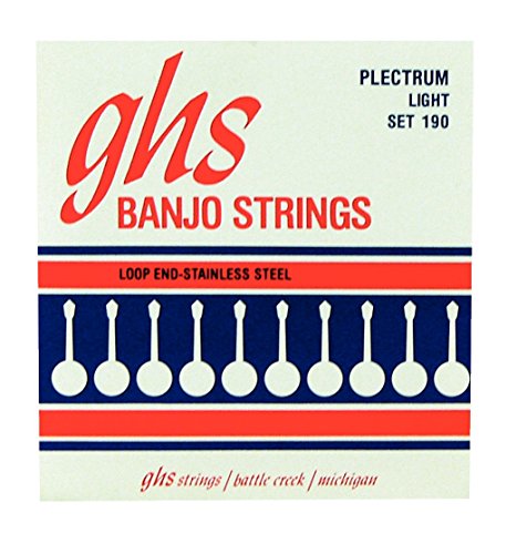 GHS Strings - 4-String Banjo Strings - Plectrum Banjo - Stainless Steel - Light Gauge - 011-026 - Model: 190 SET
