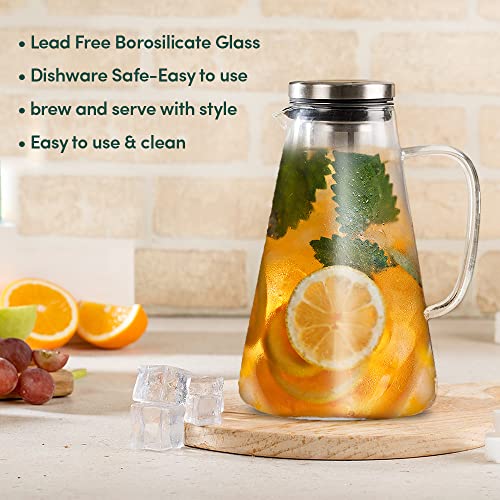 Image of VAHDAM, European Design Tea Kettle (1.5 Litre) | Glass Tea Pot with Infuser | Scratch Resistant, Stovetop, Microwave Safe, Heat-Resistant Borosilicate Glass Tea Kettle for Hot Tea or Iced Tea