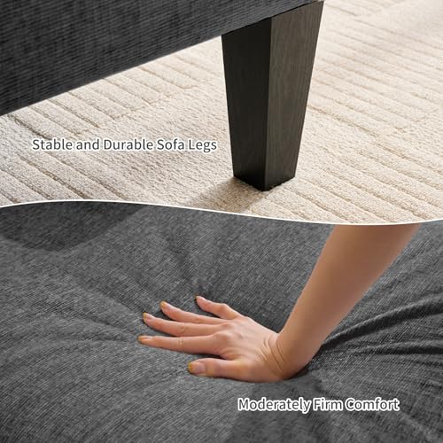 Image of 98 inch Sectional Couches for Living Room, U Shaped Couch with 18 inch Seat Height, 4 Seater Couch Set with Double Chaise for Apartment, Living Room Sofas, Chenille, Dark Grey