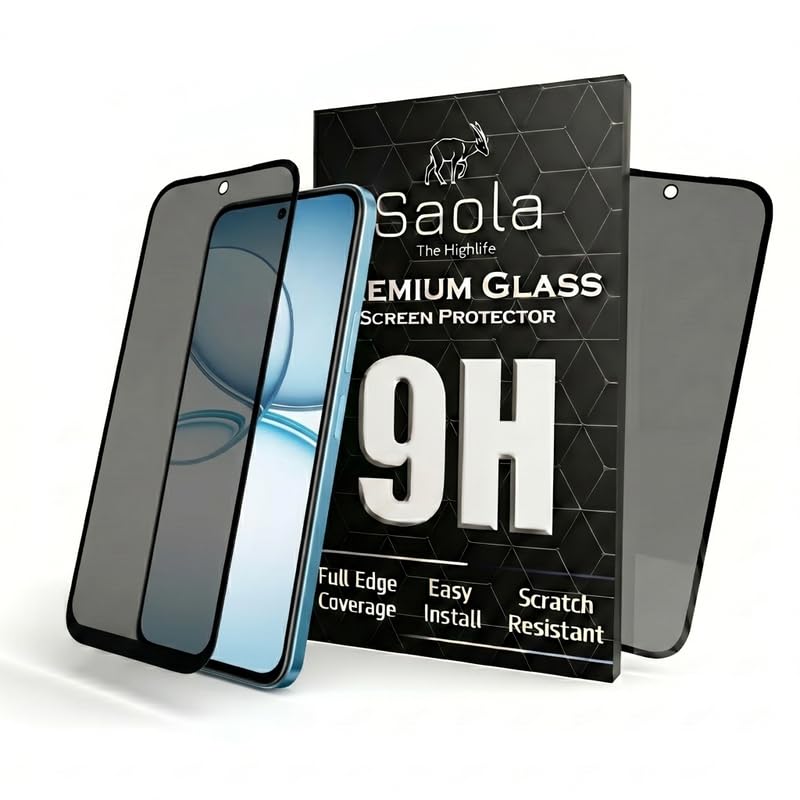 Image of Saola Ultra Privacy Tempered Glass For Realme narzo 90X 5g (PACK OF 1) with Free Installation Kit. Full screen Coverage. Free Replacement If Received Damaged - 6.8 inch