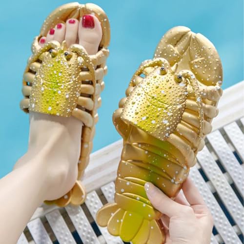 Image of JOYEAR Lobster Flip Flops - Slipper & Slide Pool Beach Shower Shoes in Deep Red