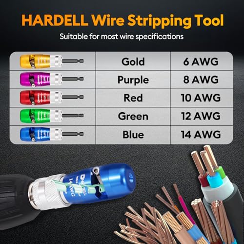 Image of HARDELL Wire Stripper for Drill, 6-14 AWG Wire Stripper Tool, 1 /4 Hex Shank Wire Twister Tool for Drill, Wire Stripping Twisting Connector for Electrician, with 25pcs Wire Nuts & Replacement Blades