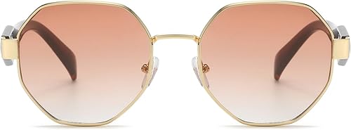 HJSTES Gafas de sol pequeñas de polígono para mujer y hombre, lentes cuadrados, lentes degradados, protección UV
