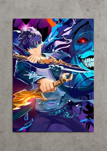 Image of NIJUKA Anime Printed Metal sheet Poster For Home And Room Decoration | For Anime Art Fans Boys And Girls (Jin woo Player)