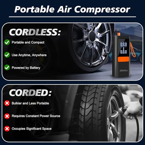 Xoopla Tire Inflator Portable 150PSI Air Compressor 6000mAh Car Air Pump with Digital LCD Display 5 Modes Electric Pump for Car Bike Ball Motorcycle