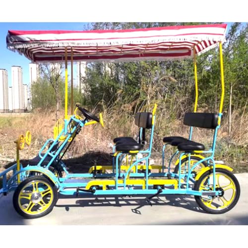 Bicicleta familiar de 4 ruedas, bicicleta de alquiler escénica para 2 personas y 4 personas para adultos y niños, perfecta para parques y turismo