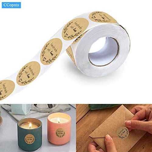 1.5 Inch Handmade With Love Stickers,500 Pcs Baking Kraft Paper Stickers Heart Shape Lables For Baking Packaging,Envelope Seals, Small Business, Stickers Tags For Wedding,Birthday,Party Gift Wrap Bag #TOP2