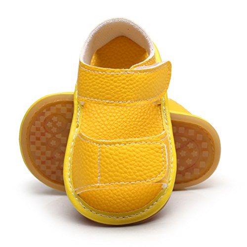 HONGTEYA Summer Baby Boys Girls Sport Sandals PU Anti Slip Hard Soled Moccasins Toddler Shoes Sneakers (6-12 Months/US 6/5.12'' / See Size Chart, Yellow)