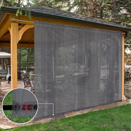 SpaceDresser Waterproof Outdoor Sheer Curtains for Patio - 2 Panels Rod Pocket Indoor Voile Sheer Curtain for Living Room,100W x 96L inch, Grey - Image 8