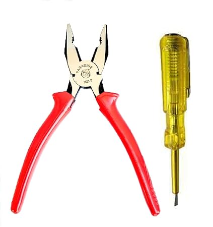 PEDWAL Plier 1621-8 Inch Cutting Plier Analog With Line Tester Hand Tool Kit Combo Set (Multicolor)