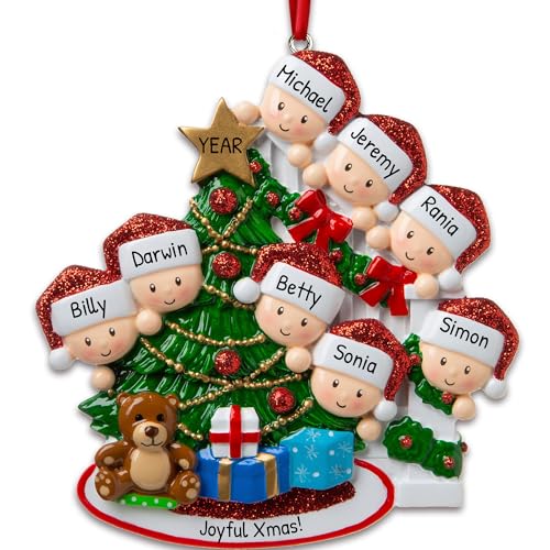 3D Peeking Family of 8 Ornament 2025 Personalized Family Christmas Ornaments 2025 | Staircase Personalized Tree Ornaments for Grandchildren, Siblings & Grandkids Xmas Tree with Gifts of Eight Ornament