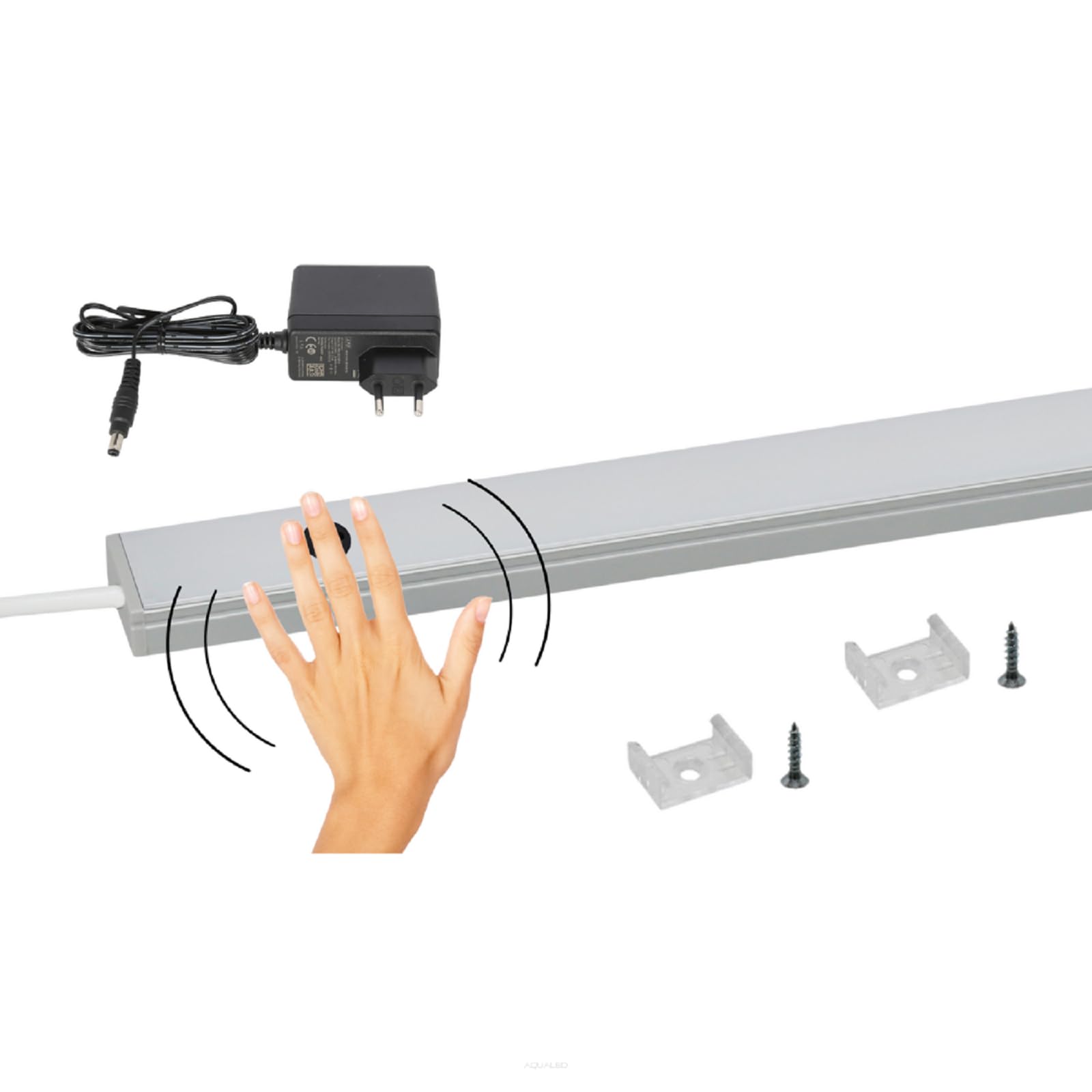 QLS LED Unterbauleuchte 120 cm 4000K mit Hand Sweep Sensor Neutralweiß | Ideal für Küche, Schränke und Regale, berührungslose Steuerung per Handbewegung, energiesparende 12V LED-Technologie