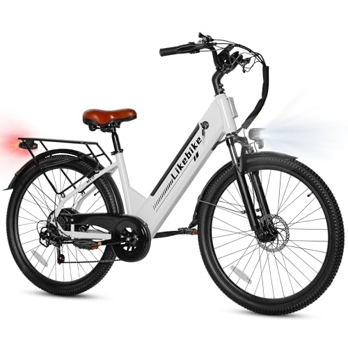 Likebike MY2 Electric Bike for Adults with 1500W Peak Motor,48V 15AH Removable Battery Max 85Miles & 28MPH,26” Electric Mountain Bike with 7 Speed Gear,Front Fork Suspension for Ebike