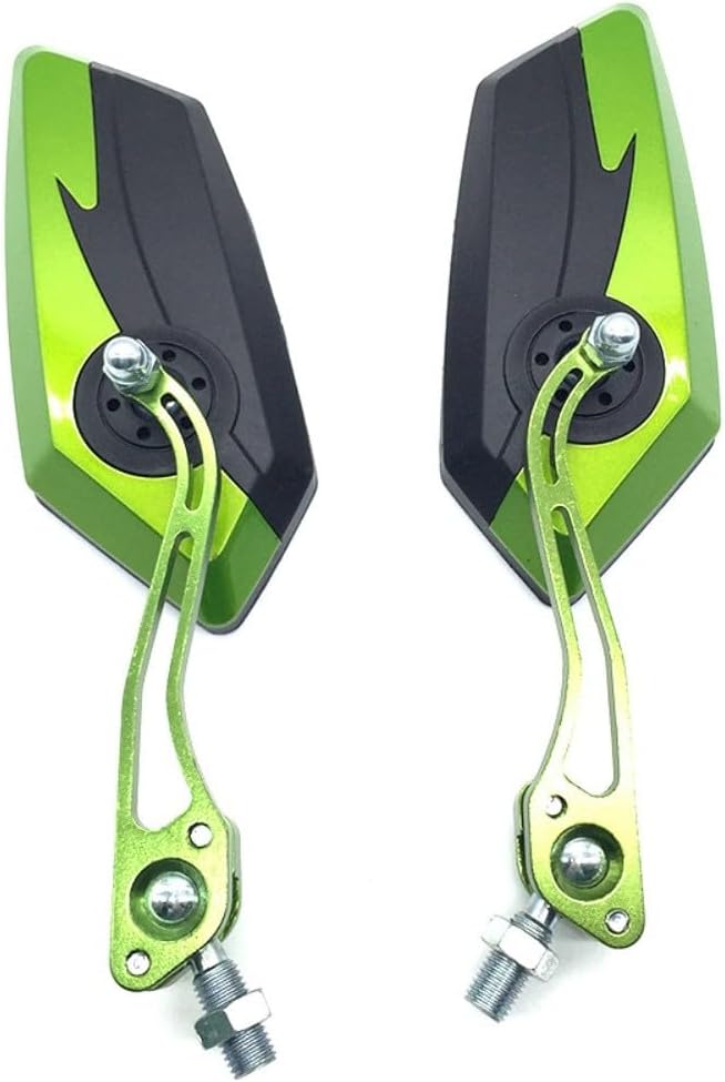 Motorcycle Mirror - General 2 Pack Moto Rear View Mirror Side Mirror - Motorbike Mirrors Rotatable Electric Vehicle Rear View - ABS Aluminum Alloy(green)