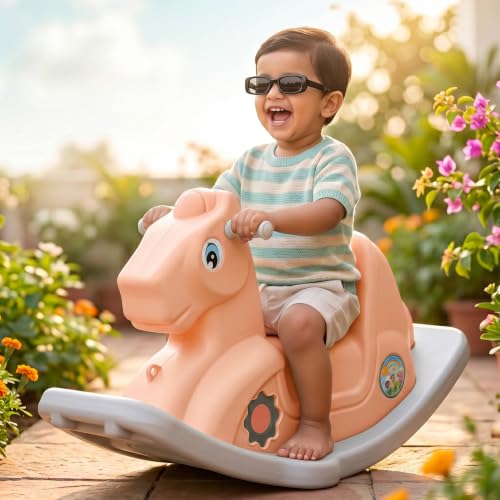 Image of Toyzone 2 in 1 Royal Horse Ride On - Pink| Baby Rocker with Comfortable Seat & Back Support | Durable Child-Safe Design | Smooth Rocking Base | Indoor Play Toy | 1-4 Years