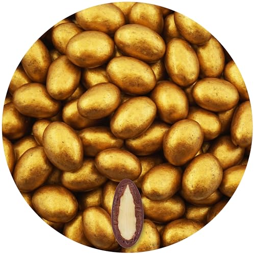EinsSein 1kg Peladillas de Chocolate boda Chocolate con leche oro | Almendras de boda doradas de bautizo | Regalos perfectos para la boda, cumpleaños, comunión, mesa dulce | Confetti Badem Sekeri