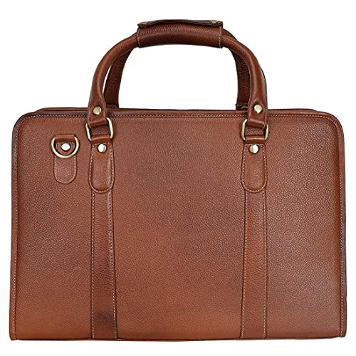 Image of HYATT Leather Accessories 16 Inch Full Grain Natural Leather Laptop Messenger & Shoulder Bags For Men 24 Litres Capacity Upto16 inch Laptop Compartment Dimension-L-16 X H-12 X W-4 Inch Weight-1 KG