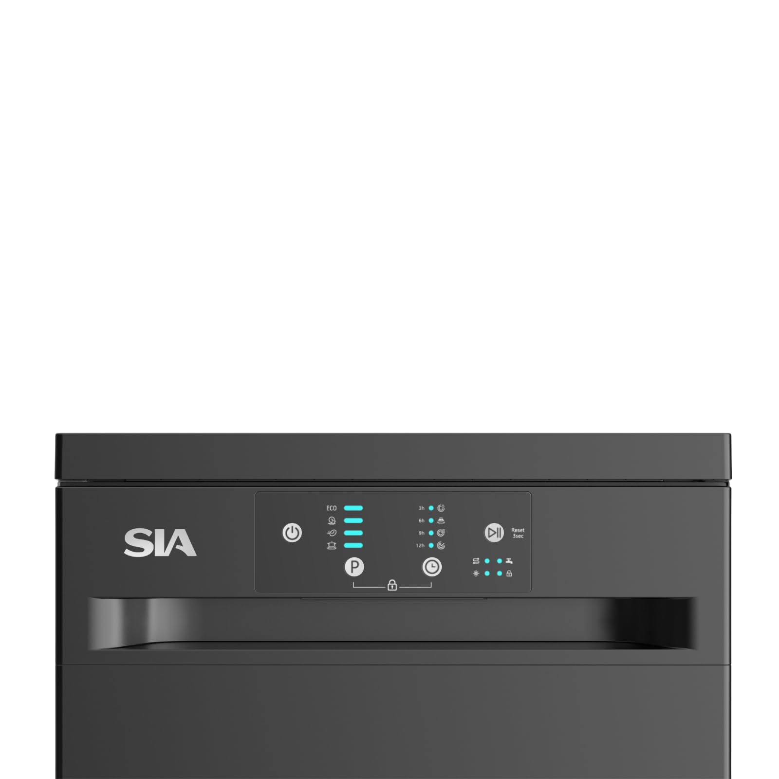 SIA SFSD459BL Freestanding Dishwasher, Slimline 45cm Width, 9 Place Settings, Delay Start, 4 Programs, 29 Minute Quick Wash, Black — view 2