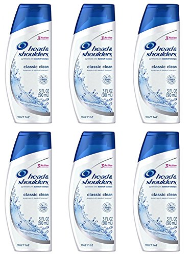 Head and Shoulders Classic Clean Anti-Dandruff Shampoo 3 oz Travel Size (Pack of 6)