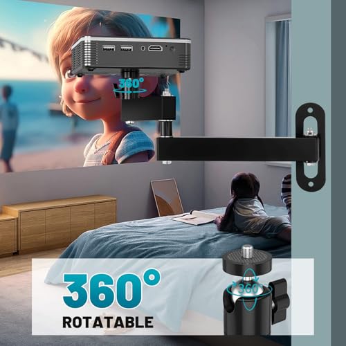 KXVXXV Wandhalterung Beamer Halterung Wand Beamerhalterungen Multi-Winkel Verstellbare Metall Projektor Ständer mit 1/4-Zoll-Schraubschnittstelle Gelenkarm Halterung