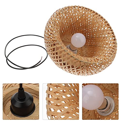 DOITOOL Rattan Pendente de Mão Clara de Cesto de Cesta Leve Rústico Pendurado Leve Lustre Japonês Lu