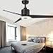 FINXIN Indoor Ceiling Fan Light Fixtures Black Remote LED 52 Ceiling Fans For Bedroom,Living Room,Dining Room Including Motor,3-Blades,Remote Switch