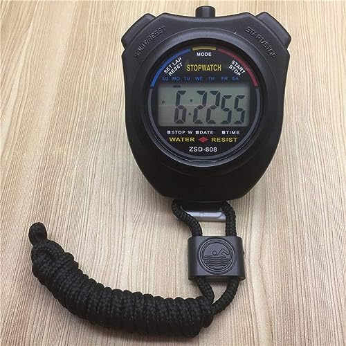 Cronómetro profesional de dos vías, electrónico, multifunción para deportes con silbato metálico (Negro) miniatura 1