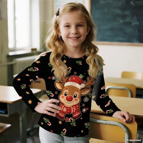 Image of Renewold Boys Girls Tees Kids T-Shirt Long Sleeve Crewneck T Shirts Casual Athletic Tops Clothing for Home School Travel