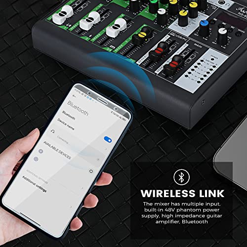 Asmuse Mixeur audio 4 canaux, mini console de mixage portable avec USB, interface sonore numérique portable pour enregistrement/scène/diffusion DJ - Image 4