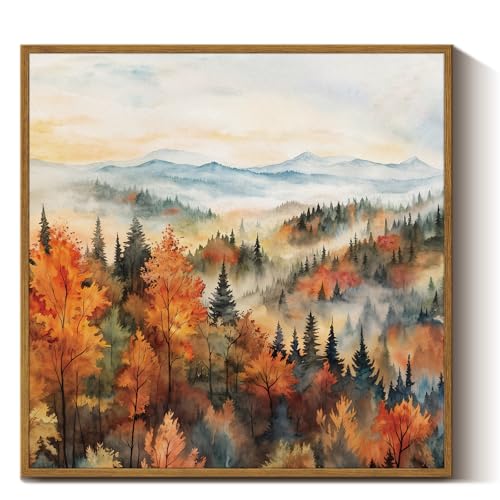 InSimSea Square Framed Canvas Wall Art, Classical Scenery Prints Landscape