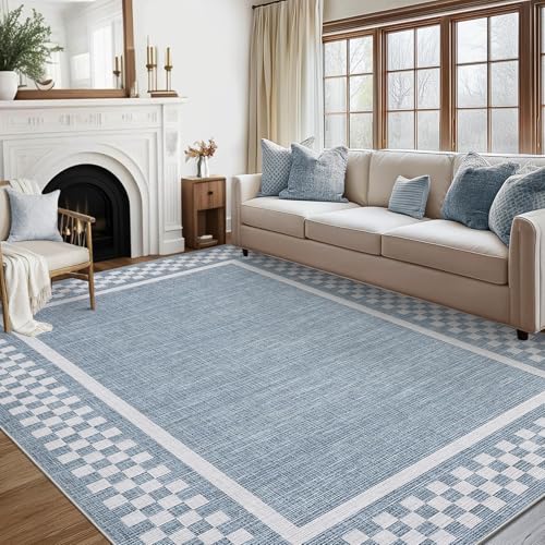 COZYLOOM Bedroom Rugs 9x12, Washable Modern Bordered Rug Non Slip